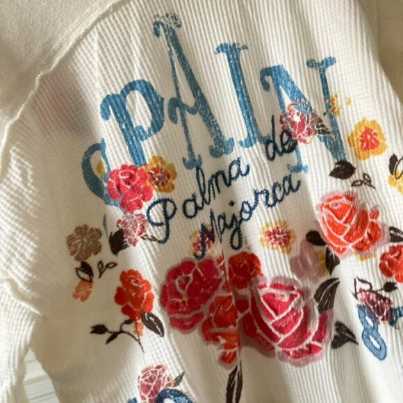 NWOT We The Free Spanish Rose Waffle Tee Long Sleeve IvorySz XS - Picture 8 of 9